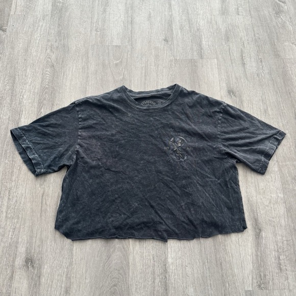 Affliction Reaper Live Fast shirt Y2K Skull Skeleton Grunge Size Large Cut Crop - Picture 2 of 5